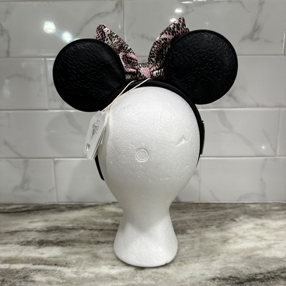 Disney Animal Kingdom Loungefly Minnie Minnie Headband Ears Pink Snakeskin NEW - Picture 7 of 13